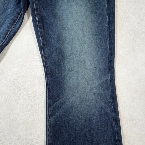 American Eagle Kick Boot Jeans Dark Wash Super Stretch Raw Hem 10 Long Womens - Picture 8 of 12